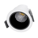 GloboStar® PLUTO-S 60246 Χωνευτό LED Spot Downlight TrimLess Φ6.4cm 7W 910lm 38° AC 220-240V IP20 Φ6.4 x Υ4.9cm - Στρόγγυλο - Λευκό με Μαύρο Κάτοπτρο & Anti-Glare HoneyComb - Φυσικό Λευκό 4500K - Bridgelux COB - 5 Years Warranty