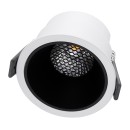 GloboStar® PLUTO-M 60253 Χωνευτό LED Spot Downlight TrimLess Φ8.4cm 10W 1250lm 38° AC 220-240V IP20 Φ8.4 x Υ5.9cm - Στρόγγυλο - Λευκό με Μαύρο Κάτοπτρο & Anti-Glare HoneyComb - Θερμό Λευκό 2700K - Bridgelux COB - 5 Years Warranty