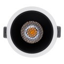 GloboStar® PLUTO-M 60253 Χωνευτό LED Spot Downlight TrimLess Φ8.4cm 10W 1250lm 38° AC 220-240V IP20 Φ8.4 x Υ5.9cm - Στρόγγυλο - Λευκό με Μαύρο Κάτοπτρο & Anti-Glare HoneyComb - Θερμό Λευκό 2700K - Bridgelux COB - 5 Years Warranty