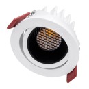 GloboStar® LEO-R 60282 Χωνευτό LED Spot Downlight TrimLess Φ8.5cm 10W 1300lm 38° AC 220-240V IP20 Φ8.5 x Υ6.6cm - Στρόγγυλο - Κινούμενο - Λευκό με Μαύρο Κάτοπτρο & Anti-Glare HoneyComb - Φυσικό Λευκό 4500K - Bridgelux COB - 5 Years Warranty