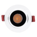 GloboStar® LEO-R 60282 Χωνευτό LED Spot Downlight TrimLess Φ8.5cm 10W 1300lm 38° AC 220-240V IP20 Φ8.5 x Υ6.6cm - Στρόγγυλο - Κινούμενο - Λευκό με Μαύρο Κάτοπτρο & Anti-Glare HoneyComb - Φυσικό Λευκό 4500K - Bridgelux COB - 5 Years Warranty