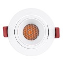 GloboStar® LEO-R 60285 Χωνευτό LED Spot Downlight TrimLess Φ8.5cm 10W 1250lm 38° AC 220-240V IP20 Φ8.5 x Υ6.6cm - Στρόγγυλο - Κινούμενο - Λευκό & Anti-Glare HoneyComb - Θερμό Λευκό 2700K - Bridgelux COB - 5 Years Warranty