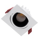 GloboStar® LEO-SQ 60288 Χωνευτό LED Spot Downlight TrimLess Μ8.5xΠ8.5cm 10W 1300lm 38° AC 220-240V IP20 Μ8.5 x Π8.5 x Υ6.6cm - Τετράγωνο - Κινούμενο - Λευκό με Μαύρο Κάτοπτρο & Anti-Glare HoneyComb - Φυσικό Λευκό 4500K - Bridgelux COB - 5 Years Warranty