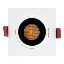 GloboStar® LEO-SQ 60288 Χωνευτό LED Spot Downlight TrimLess Μ8.5xΠ8.5cm 10W 1300lm 38° AC 220-240V IP20 Μ8.5 x Π8.5 x Υ6.6cm - Τετράγωνο - Κινούμενο - Λευκό με Μαύρο Κάτοπτρο & Anti-Glare HoneyComb - Φυσικό Λευκό 4500K - Bridgelux COB - 5 Years Warranty