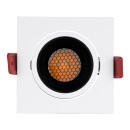 GloboStar® LEO-SQ 60289 Χωνευτό LED Spot Downlight TrimLess Μ8.5xΠ8.5cm 10W 1250lm 38° AC 220-240V IP20 Μ8.5 x Π8.5 x Υ6.6cm - Τετράγωνο - Κινούμενο - Λευκό με Μαύρο Κάτοπτρο & Anti-Glare HoneyComb - Θερμό Λευκό 2700K - Bridgelux COB - 5 Years Warranty