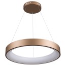 GloboStar® SALEM 61248 Κρεμαστή Πλαφονιέρα Οροφής Δαχτυλίδι-Κύκλος LED CCT 105W 12075lm 120° AC 220-240V - Εναλλαγή Φωτισμού μέσω Τηλεχειριστηρίου All In One Ψυχρό 6000k+Φυσικό 4500k+Θερμό 2700k Dimmable Φ60cm - Καφέ Χάλκινο - 3 Years Warranty