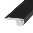 GloboStar® STAIR-PROFILE 70841-1M Προφίλ Αλουμινίου - Βάση & Ψύκτρα Ταινίας LED με Λευκό Γαλακτερό Κάλυμμα - Χρήση σε Σκαλοπάτια - Πατητό Κάλυμμα - Μαύρο - 1 Μέτρο - Μ100 x Π6 x Υ2.1cm