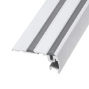 GloboStar® STAIR-PROFILE 70842-3M Προφίλ Αλουμινίου - Βάση & Ψύκτρα Ταινίας LED με Λευκό Γαλακτερό Κάλυμμα - Χρήση σε Σκαλοπάτια - Πατητό Κάλυμμα - Ασημί - 3 Μέτρα - Μ300 x Π8 x Υ3.2cm