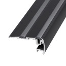 GloboStar® STAIR-PROFILE 70843-3M Προφίλ Αλουμινίου - Βάση & Ψύκτρα Ταινίας LED με Μαύρο Φιμέ Κάλυμμα - Χρήση σε Σκαλοπάτια - Πατητό Κάλυμμα - Μαύρο - 3 Μέτρα - Μ300 x Π8 x Υ3.2cm