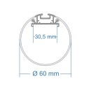 GloboStar® SURFACEPENDANT-PROFILE 70855-3M Προφίλ Αλουμινίου - Βάση & Ψύκτρα Ταινίας LED με Λευκό Γαλακτερό Κάλυμμα - Επιφανειακή & Κρεμαστή Χρήση - Πατητό Κάλυμμα - Ασημί - 3 Μέτρα - Μ300 x Φ6cm