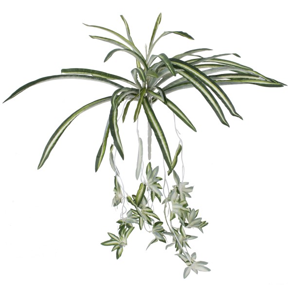 GloboStar® SPIDER PLANT 78217 Τεχνητό Φυτό Χλωρόφυτο - Μπουκέτο Διακοσμητικών Φυτών - Κλαδιών με Φύλλωμα Πράσινο - Κίτρινο - Λευκό Υ60cm