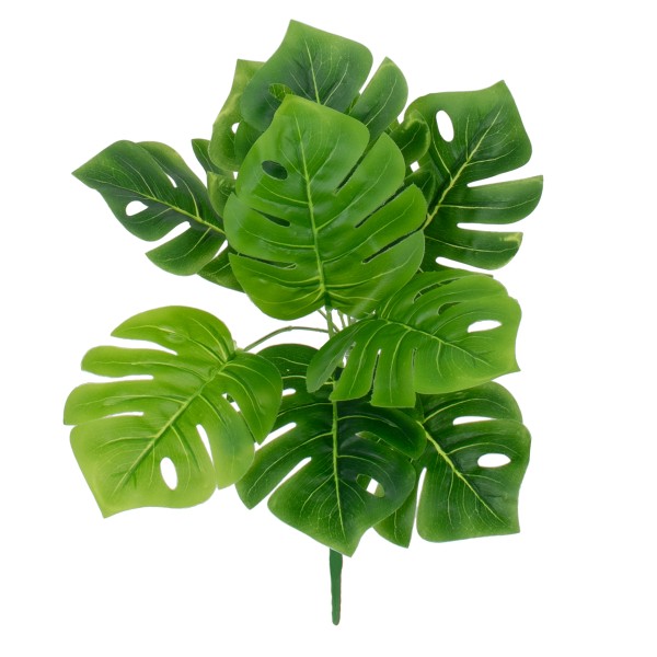 GloboStar® MONSTERA MEDIUM 78261 Τεχνητό Φυτό Μονστέρα Μεσ. - Μπουκέτο Διακοσμητικών Φυτών - Κλαδιών με Φύλλωμα Πράσινο Υ33cm