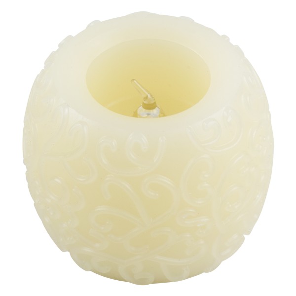 GloboStar® CANDLE 79537 Διακοσμητικό Realistic Κερί με LED Εφέ Κινούμενης Φλόγας - Μπαταρίας 3 x LR1130 Θερμό Λευκό 2700K Μπεζ D6 x H5cm