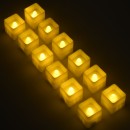 GloboStar® CANDLE 79538 ΣΕΤ 12 x Διακοσμητικά Realistic Κεράκια με LED Εφέ Κινούμενης Φλόγας - Μπαταρίας 12 x CR2032 Θερμό Λευκό 2700K Μπεζ L3.5 x W3.5 x H3.5cm