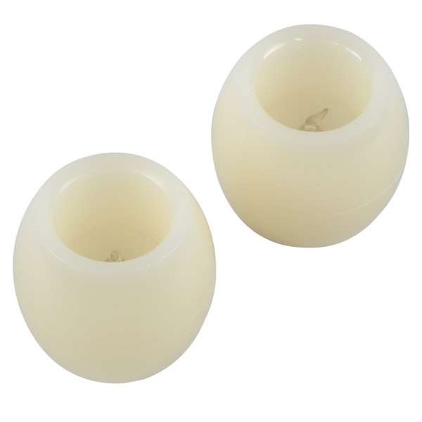 GloboStar® CANDLE 79549 ΣΕΤ 2 x Διακοσμητικά Realistic Κεράκια με LED Εφέ Κινούμενης Φλόγας - Μπαταρίας 12 x CR2032 Θερμό Λευκό 2700K Μπεζ D6 x H5cm