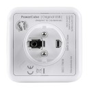 GloboStar® TRAVEL PowerCube PRO Certified 79638 Πολύπριζο 6 Θέσεων με 4 Πρίζες Ασφαλείας Childproof EU Schuko AC 220-240V & 2 Πρίζες USB Max 2.1A/DC 5V Μ7.5 x Π11.5 x Υ7.5 - Λευκό με Μπλε - Max Load 3680W/16A