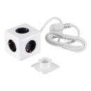 GloboStar® TRAVEL PowerCube PRO Certified 79644 Πολύπριζο 5 Θέσεων με 1.5m Kαλώδιο - 5 Πρίζες Ασφαλείας Childproof EU Schuko AC 220-240V Μ7.5 x Π7.5 x Υ7.5 - Λευκό με Γκρι - Max Load 3680W/16A