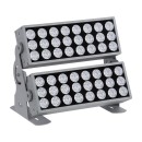 GloboStar® FLOOD-ZENA 90220 Προβολέας Wall Washer για Φωτισμό Κτιρίων LED 120W 10800lm 3° DC 24V Αδιάβροχο IP65 L38 x W30.5 x H24cm Θερμό Λευκό 2700K - Ασημί - 3 Years Warranty