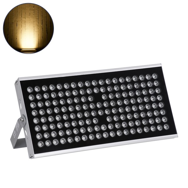 GloboStar® FLOOD-TENA 90223 Προβολέας Wall Washer για Φωτισμό Κτιρίων LED 150W 13500lm 10° DC 24V Αδιάβροχο IP65 L43.5 x W15.5 x H18cm Θερμό Λευκό 2700K - Ασημί - 3 Years Warranty