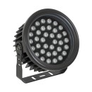 GloboStar® FLOOD-NEVA 90400 Προβολέας Wall Washer για Φωτισμό Κτιρίων LED 72W 6120lm 30° DC 24V Αδιάβροχο IP65 L24.5 x W24.5 x H14.7cm RGBW DMX512 - Μαύρο - 3 Years Warranty