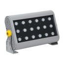 GloboStar® FLOOD-HENA 90642 Προβολέας Wall Washer για Φωτισμό Κτιρίων LED 36W 3600lm 30° DC 24V Αδιάβροχο IP65 Μ30 x Π6 x Υ17cm Πολύχρωμο RGB DMX512 - Ασημί - 3 Years Warranty