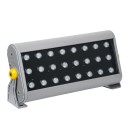 GloboStar® FLOOD-HENA 90643 Προβολέας Wall Washer για Φωτισμό Κτιρίων LED 48W 4800lm 30° DC 24V Αδιάβροχο IP65 Μ39 x Π6 x Υ17cm Πολύχρωμο RGB DMX512 - Ασημί - 3 Years Warranty