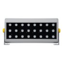 GloboStar® FLOOD-HENA 90643 Προβολέας Wall Washer για Φωτισμό Κτιρίων LED 48W 4800lm 30° DC 24V Αδιάβροχο IP65 Μ39 x Π6 x Υ17cm Πολύχρωμο RGB DMX512 - Ασημί - 3 Years Warranty