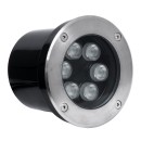 GloboStar® UNDERGROUND-TINA 90666 Χωνευτό Φωτιστικό Σποτ Δαπέδου LED 9W 945lm 30° DC 24V Αδιάβροχο IP65 Φ12 x Υ9cm Πολύχρωμο RGBW DMX512 - Ανοξείδωτο Ατσάλι - 3 Years Warranty