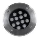 GloboStar® UNDERGROUND-TINA 90668 Χωνευτό Φωτιστικό Σποτ Δαπέδου LED 12W 1380lm 30° DC 24V Αδιάβροχο IP65 Φ16 x Υ9cm Φυσικό Λευκό 4500K - Ανοξείδωτο Ατσάλι - 3 Years Warranty