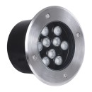 GloboStar® UNDERGROUND-TINA 90669 Χωνευτό Φωτιστικό Σποτ Δαπέδου LED 12W 1260lm 30° DC 24V Αδιάβροχο IP65 Φ16 x Υ9cm Πολύχρωμο RGBW DMX512 - Ανοξείδωτο Ατσάλι - 3 Years Warranty