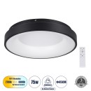 GloboStar® SALEM 61233 Πλαφονιέρα Οροφής Δαχτυλίδι-Κύκλος LED CCT 75W 8625lm 120° AC 220-240V - Εναλλαγή Φωτισμού μέσω Τηλεχειριστηρίου All In One Ψυχρό 6000k+Φυσικό 4500k+Θερμό 2700k Dimmable Φ45cm - Μαύρο - 3 Years Warranty