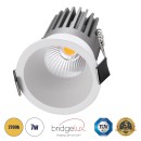 GloboStar® MICRO-B 60243 Χωνευτό LED Spot Downlight TrimLess Φ6cm 7W 875lm 38° AC 220-240V IP20 Φ6 x Υ7.8cm - Στρόγγυλο - Λευκό - Θερμό Λευκό 2700K - Bridgelux COB - 5 Years Warranty