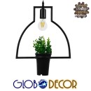 GloboStar® FLOWERPOT 10001209 Μοντέρνο Κρεμαστό Φωτιστικό Οροφής Μονόφωτο 1 x E27 Μαύρο Μεταλλικό με Διακοσμητικό Φυτό Φ34 x Y34cm