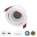 GloboStar® LEO-R 60284 Χωνευτό LED Spot Downlight TrimLess Φ8.5cm 10W 1300lm 38° AC 220-240V IP20 Φ8.5 x Υ6.6cm - Στρόγγυλο - Κινούμενο - Λευκό & Anti-Glare HoneyComb - Φυσικό Λευκό 4500K - Bridgelux COB - 5 Years Warranty