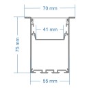 GloboStar® RECESS-PROFILE 70829-3M Προφίλ Αλουμινίου - Βάση & Ψύκτρα Ταινίας LED με Λευκό Γαλακτερό Κάλυμμα - Χωνευτή Χρήση - Πατητό Κάλυμμα - Ασημί - 3 Μέτρα - Μ300 x Π7.5 x Υ7cm