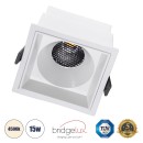 GloboStar® PLUTO-B 60278 Χωνευτό LED Spot Downlight TrimLess Μ10.4xΠ10.4cm 15W 1950lm 38° AC 220-240V IP20 Μ10.4 x Π10.4 x Υ6.5cm - Τετράγωνο - Λευκό & Anti-Glare HoneyComb - Φυσικό Λευκό 4500K - Bridgelux COB - 5 Years Warranty