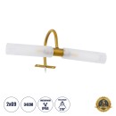 GloboStar® FLORA 60413 Μοντέρνο Φωτιστικό Τοίχου - Απλίκα Καθρέπτη Μπάνιου - Πίνακα 2 x G9 270° AC 220-240V IP44 Μ31 x Π13 x Υ12cm - Χρυσό - 5 Χρόνια Εγγύηση