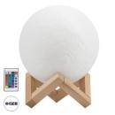 GloboStar® MOON 79619 Μοντέρνο Επιτραπέζιο Φωτιστικό Πορτατίφ LED 4W 240lm 360° DC 5V - Εναλλαγή Φωτισμού μέσω Τηλεχειριστηρίου & Αφής - Dimmable - RGBW - Φ15 x Υ19 - Λευκό