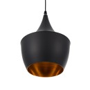 GloboStar® SHANGHAI BLACK 01025-A Μοντέρνο Κρεμαστό Φωτιστικό Οροφής Μονόφωτο 1 x E27 Μαύρο Μεταλλικό Καμπάνα Φ25 x Υ30cm