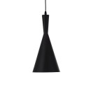 GloboStar® SHANGHAI BLACK 01025-C Μοντέρνο Κρεμαστό Φωτιστικό Οροφής Μονόφωτο 1 x E27 Μαύρο Μεταλλικό Καμπάνα Φ19 x Υ38cm