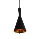 GloboStar® SHANGHAI BLACK 01025-C Μοντέρνο Κρεμαστό Φωτιστικό Οροφής Μονόφωτο 1 x E27 Μαύρο Μεταλλικό Καμπάνα Φ19 x Υ38cm