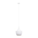 GloboStar® SHANGHAI WHITE 01026-A Μοντέρνο Κρεμαστό Φωτιστικό Οροφής Μονόφωτο 1 x E27 Λευκό Μεταλλικό Καμπάνα Φ25 x Υ30cm