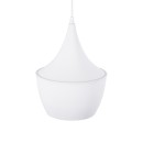 GloboStar® SHANGHAI WHITE 01026-A Μοντέρνο Κρεμαστό Φωτιστικό Οροφής Μονόφωτο 1 x E27 Λευκό Μεταλλικό Καμπάνα Φ25 x Υ30cm