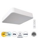 GloboStar® KAMALA 61207-S Πλαφονιέρα Οροφής LED CCT 67W 7370lm 120° AC 220-240V - Εναλλαγή Φωτισμού μέσω Τηλεχειριστηρίου All In One Ψυχρό 6000k+Φυσικό 4500k+Θερμό 2700k Dimmable Μ40 x Π40 x Υ8cm - Λευκό - 3 Years Warranty