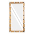 GloboStar® MAKEUP MIRROR-160x80-1 Μοντέρνος Καθρέπτης Μακιγιάζ με Πλαίσιο Φυσικού Ξύλου με Διακόπτη On/Off 20 x E27 AC220-240V - Μ80 x Π7 x Υ160cm - Μπεζ Δρυς