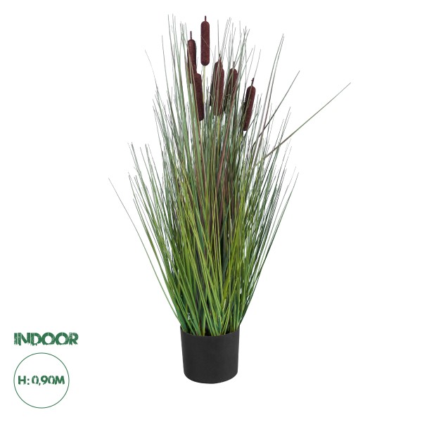 GloboStar® Artificial Garden TYPHA ANGUSTIFOLIA GRASS 20069 Τεχνητό Διακοσμητικό Φυτό Γρασίδι της Τύφας Υ90cm