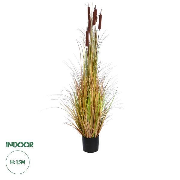 GloboStar® Artificial Garden TYPHA ANGUSTIFOLIA GRASS 20114 Τεχνητό Διακοσμητικό Φυτό Γρασίδι της Τύφας Υ150cm