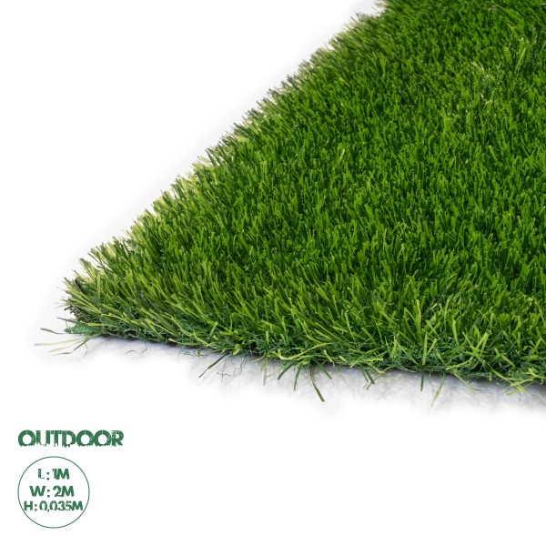 GloboStar® Artificial Garden SUMMER GRASS 20150 Τεχνητό Συνθετικός Χλοοτάπητας Διακοσμητικό Γρασίδι - Γκαζόν για Ανάπλαση Κήπου - με Πλάτος 2m και Ύψος Πέλους 35mm Μ100 x Π200 x Υ3.5cm (Πωλείται ανά 2τ.μ.) Εξωτερικού Χώρου IP68 UV Certified Protection