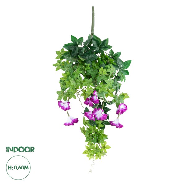 GloboStar® Artificial Garden MORNING GLORY HANGING BRANCH 20238 Τεχνητό Διακοσμητικό Κρεμαστό Φυτό Ιπομέα - Πρωϊνή Χαρά Υ60cm