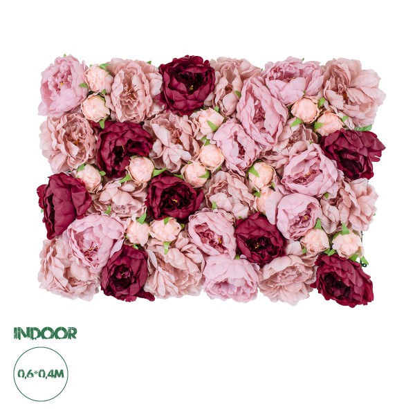 GloboStar® Artificial Garden ROSES STORY 20355 Τεχνητό Διακοσμητικό Πάνελ Λουλουδιών - Κάθετος Κήπος σύνθεση Ροζ & Βυσσινί Τριαντάφυλλα Μ40 x Π60 x Υ8cm